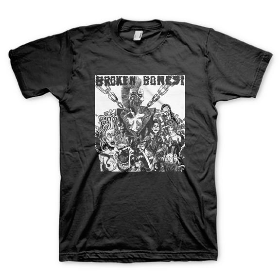 Men's Broken Bones Dem Bones Tee T-shirt Large Black