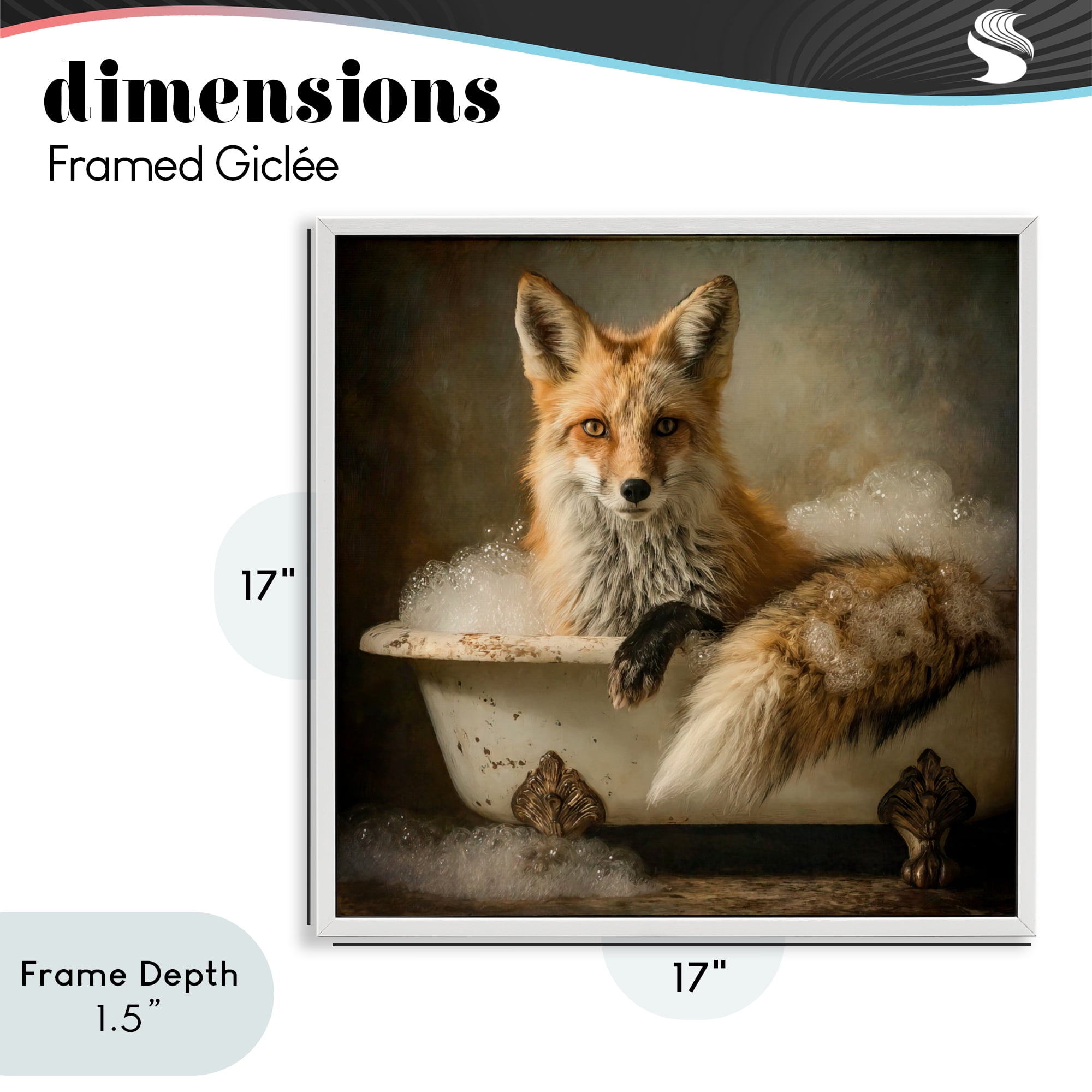 Stupell Industries Red Fox Bubble Bath White Framed Giclee Art, design by Tina LeCour