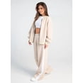 thumbnail image 4 of Women'S 2 Piece Outfits Oversized Casual Zip Up Long Sleeve Sweatshirt with Wide Leg Sweatpants Apricot XL, 4 of 9