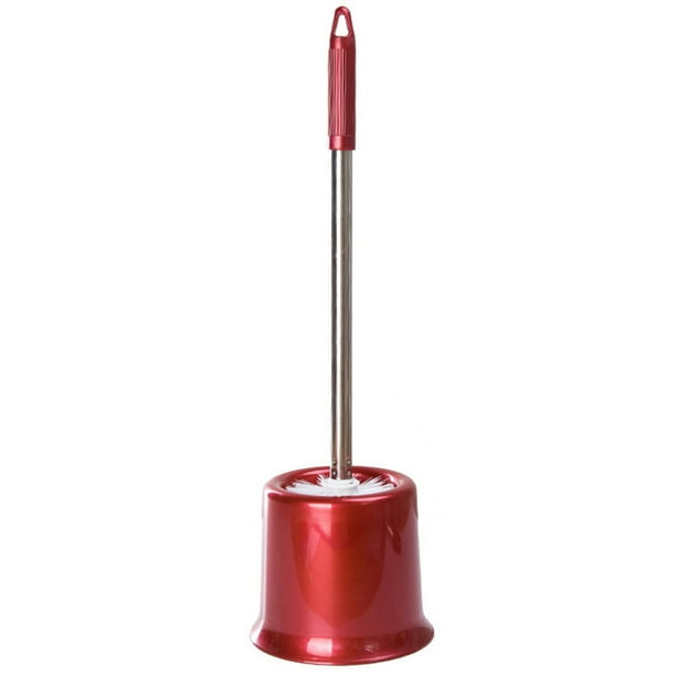 1 cepillo de baño de acero inoxidable y soporte redondo para almacenamiento en el baño (rojo vino)