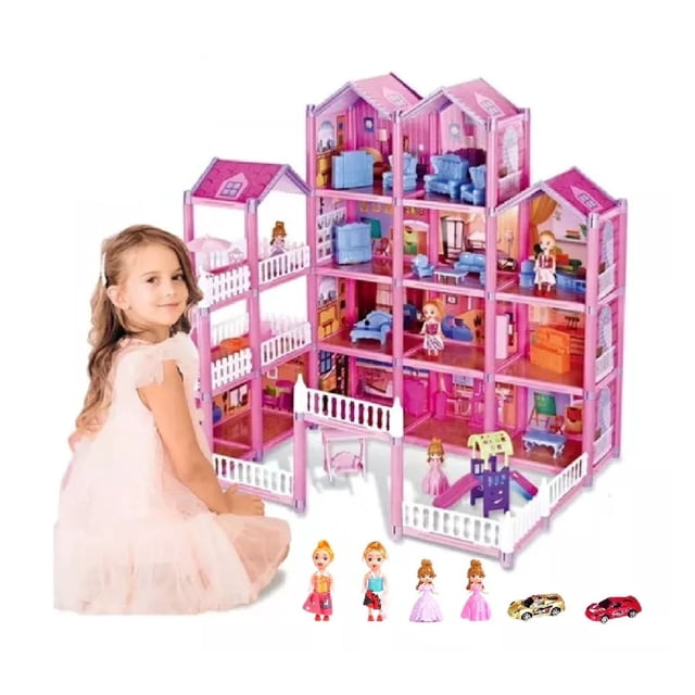 Casa De Muñecas Con Luces Para Niñas Casita De Muñecas ROSA