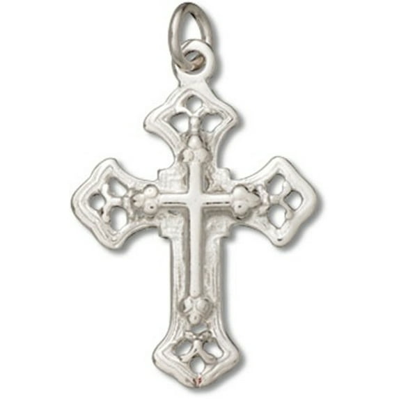 Sterling Silver 20" 1.2mm Box Chain Inlaid Christian Cross Pendant Necklace