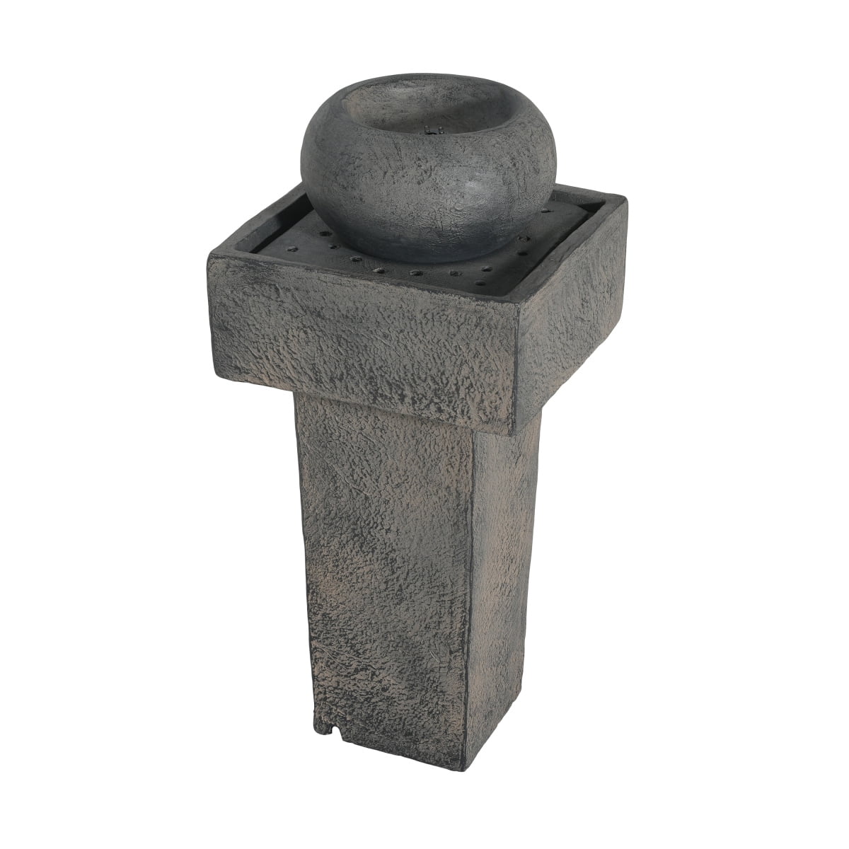 25.59"H Minimalist Concrete Column Fountain with LED Light Modern Outdoor Water Feature for Patio Porch and Garden