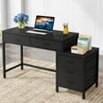 thumbnail image 2 of Tribesigns Computer Desk with 5 Drawers, Home Office Desks with Reversible Drawer Cabinet Printer Stand, Industrial PC Desk with Storage, Rustic Study Writing Table Workstation for Small Spaces, 2 of 7