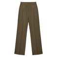 thumbnail image 3 of XIAONU Solid Pleated Wide Leg Trousers For Women Tailored Fit High Waisted Zip Fly Full Length Pant Polished Office Pants, 3 of 4