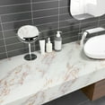 thumbnail image 3 of CHIHUT 17.7"×100" Marble Countertop Contact Paper Self Adhesive Removable White Gold Matte Marble Wallpaper for Countertops Waterproof Kitchen Countertop Peel and Stick Wallpaper for Cabinet Shelf, 3 of 8