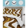 thumbnail image 4 of Quilts King Size, Brown Stripe Soft Comforter Bedding Set for Bed, Gold Geometric White Coastal Wave Modern Ocean Lightweight Quilted Bedspread with Pillow Cover(2 Pieces) for All Season, 96x106 Inch, 4 of 6