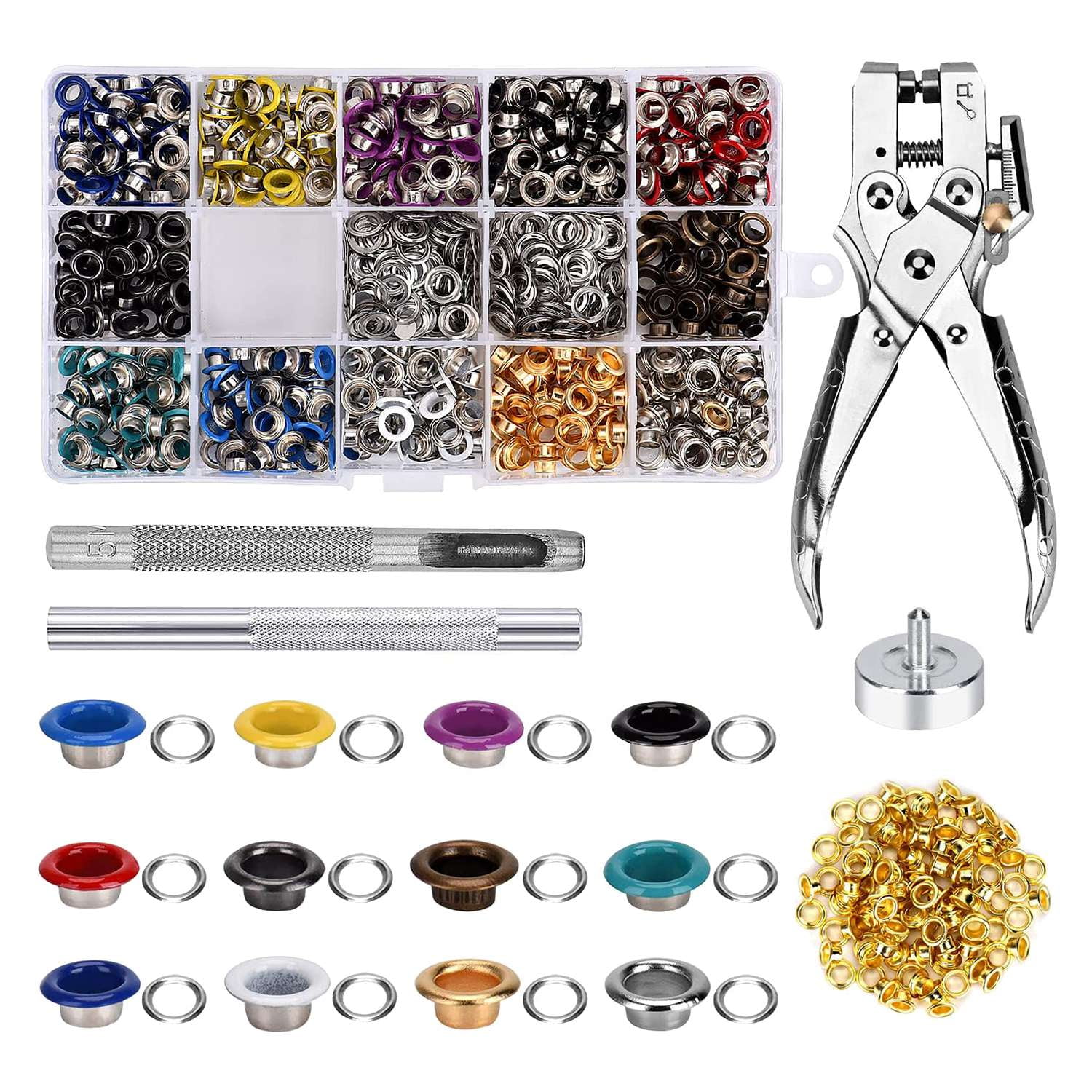 Eyelet Set 701 Pieces Eyelet Pliers Metal Eyelets 5mm Grommet Tool Kit ...