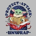 thumbnail image 2 of Men's Star Wars: The Mandalorian Christmas The Child Protect Attack Unwrap  Graphic Tee Athletic Heather Medium, 2 of 5