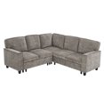 thumbnail image 2 of Villeston Plush Corduroy Sleeper Sofa Bed with Storage Seat, Pull Out Couch Bed with USB, Cup Holder, V Shaped Sectional Couches for Living Room, Apartment,Light Gray, 2 of 10