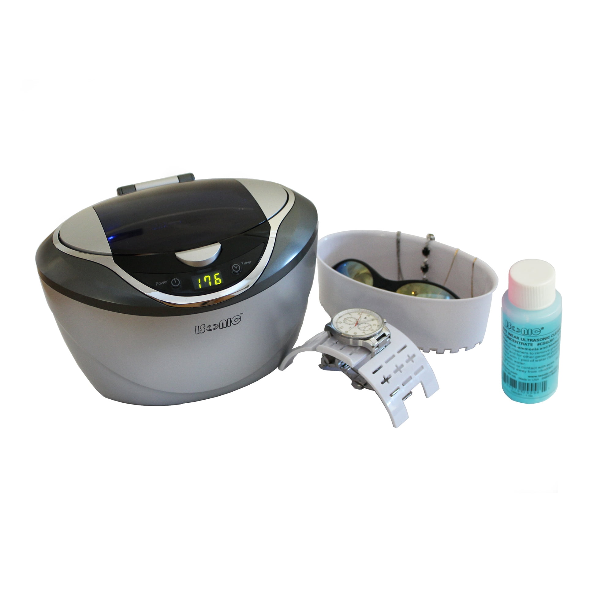 iSonic D2840 Ultrasonic Jewelry Cleaner, 0.75 L Stainless Steel Tank, 42,000 Hz, Includes Cleaning Solution, 110 V