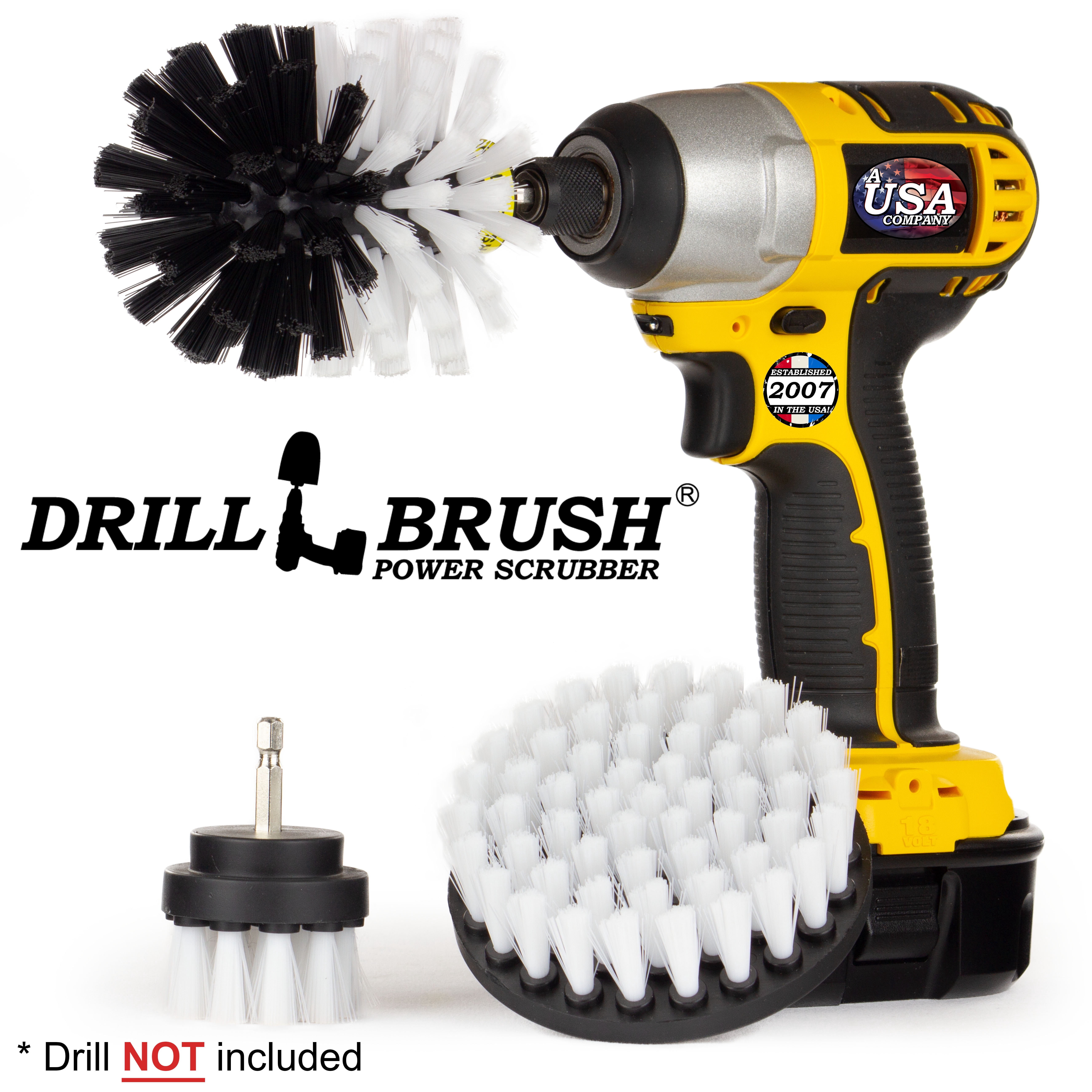Drillbrush Car Detailing Kit Interior Cleaner Brush Set - 3 Piece Drill Brush Cleaning Tool Attachment Kit for Cleaning Furniture, Carpet, Chairs, Shower Door Glass – Drill Brush Wheel Cleaner Kit
