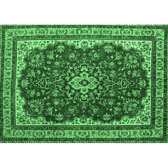 Ahgly Company Indoor Rectangle Medallion Emerald Green Traditional Area Rugs, 8' x 12'