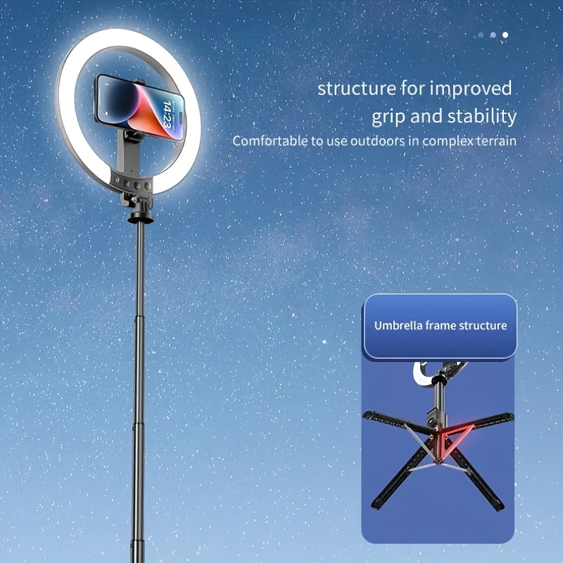 Portable RGB Ring Light with Stand, Selfie Stick, Dual Remotes & Built-in Battery for Live Streaming & Outdoor Events