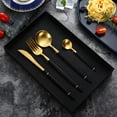 thumbnail image 3 of Black Gold Stainless Steel Cutlery Sets 4 Piece Set Tableware Cutlery Set Spoon Forks Knives, 3 of 6