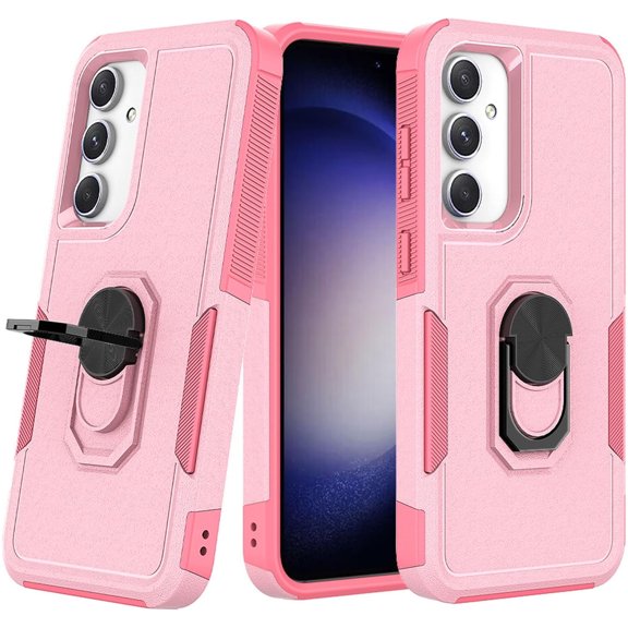 Military Grade TUFF Shockproof Hybrid Case with Ring Grip for Samsung Galaxy S23 FE - Pink