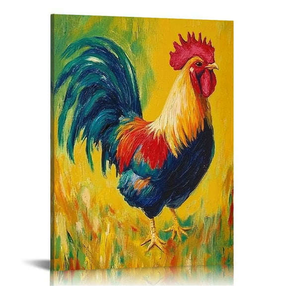 Shadudu Rooster Canvas Wall Art 12x16 in
