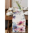 Farmhouse Floral BurlapCotton Table Runner 90 Inch Long,Spring Pink
