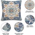 thumbnail image 3 of Bohemian Decorative Throw Pillow Covers Pack of 2 Linen Blue Yellow Ethnic Boho Carpet Pillowcases Square Cushion Cases for Bedroom Living Room,18 x 18 Inches, 3 of 6