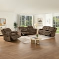 thumbnail image 2 of Roundhill Furniture Ardello 3-Piece Reclining Sofa Set, Corduroy Upholstery, with Built-In Power Center, and Storage Console, Chocolate, 2 of 21