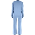 thumbnail image 5 of Unir Women Solid Loungewear 2 Piece Set, Crew Neck Loose Sweatshirt & Elastic Drawstring Wide Leg Pants Relaxed Home Wear True To Size, 5 of 7
