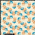 thumbnail image 2 of Conversational Bear and Butterfly Stamp 100% Cotton Quilting Fabric for DIY Projects by 15 YARDS - (Cream, Blue, Orange and Peach) - PRINT FABRIC, 2 of 2