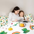 thumbnail image 4 of Feelyou Happy St. Patrick's Day Kids Bedding Comforter Set 7pcs, Seasonal Spring Holiday Queen Bedding Sets, Cartoon Shamrock Reversible Queen Sheet Sets, Luxury Bedroom Decor, 4 of 7