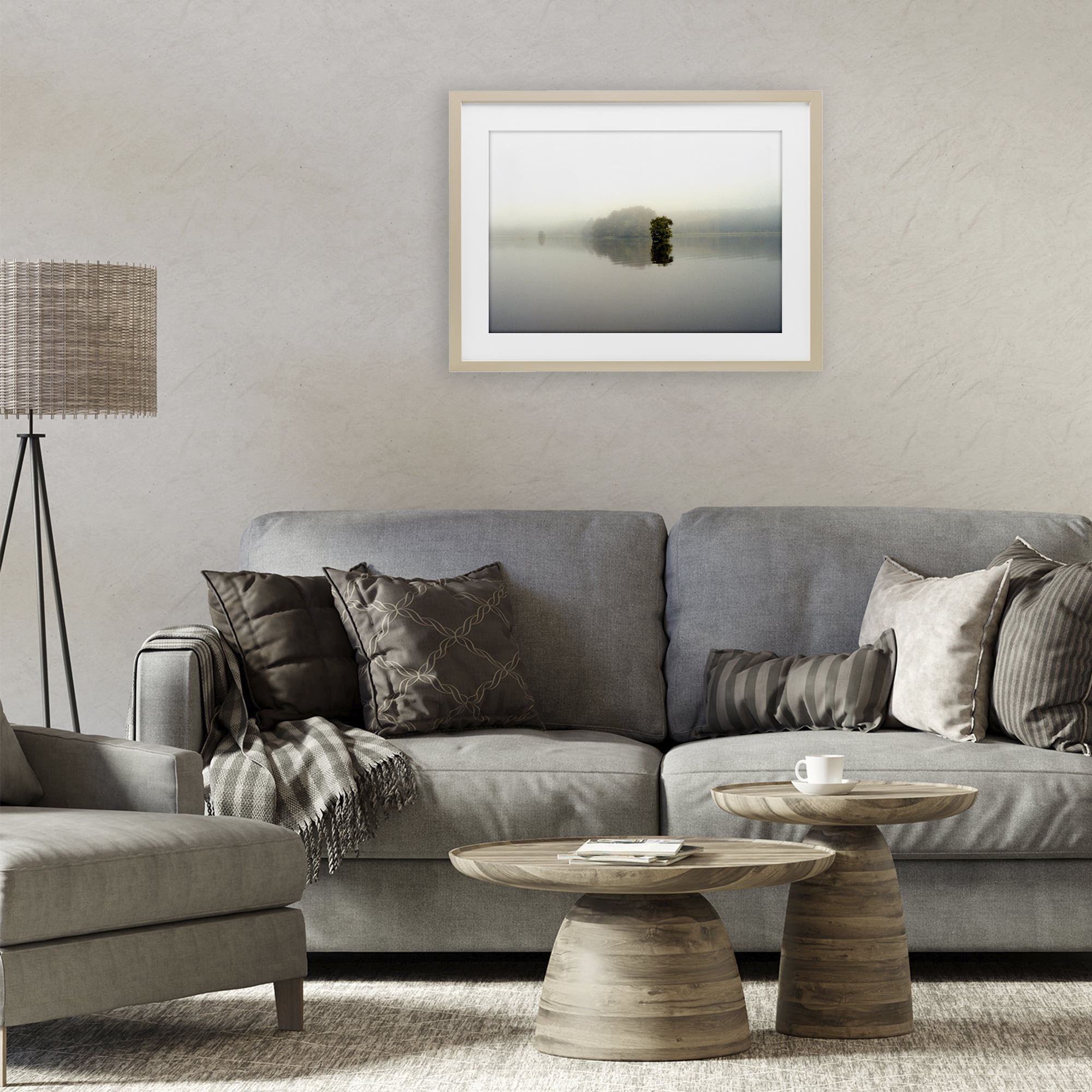 Stupell Industries Misty Lake Reflection Birch Framed Print Under Glass, design by Gail Peck