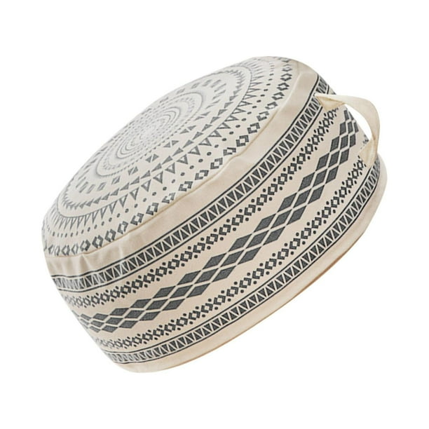 Funda de puf grande texturizada para decoración de sala de estar, funda para reposapiés, bordado artesanal negro