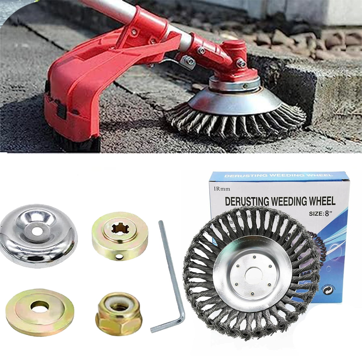 8 Inch Rotary Steel Wire Brush Cutter Trimmer Head Sets, Weeds Blade