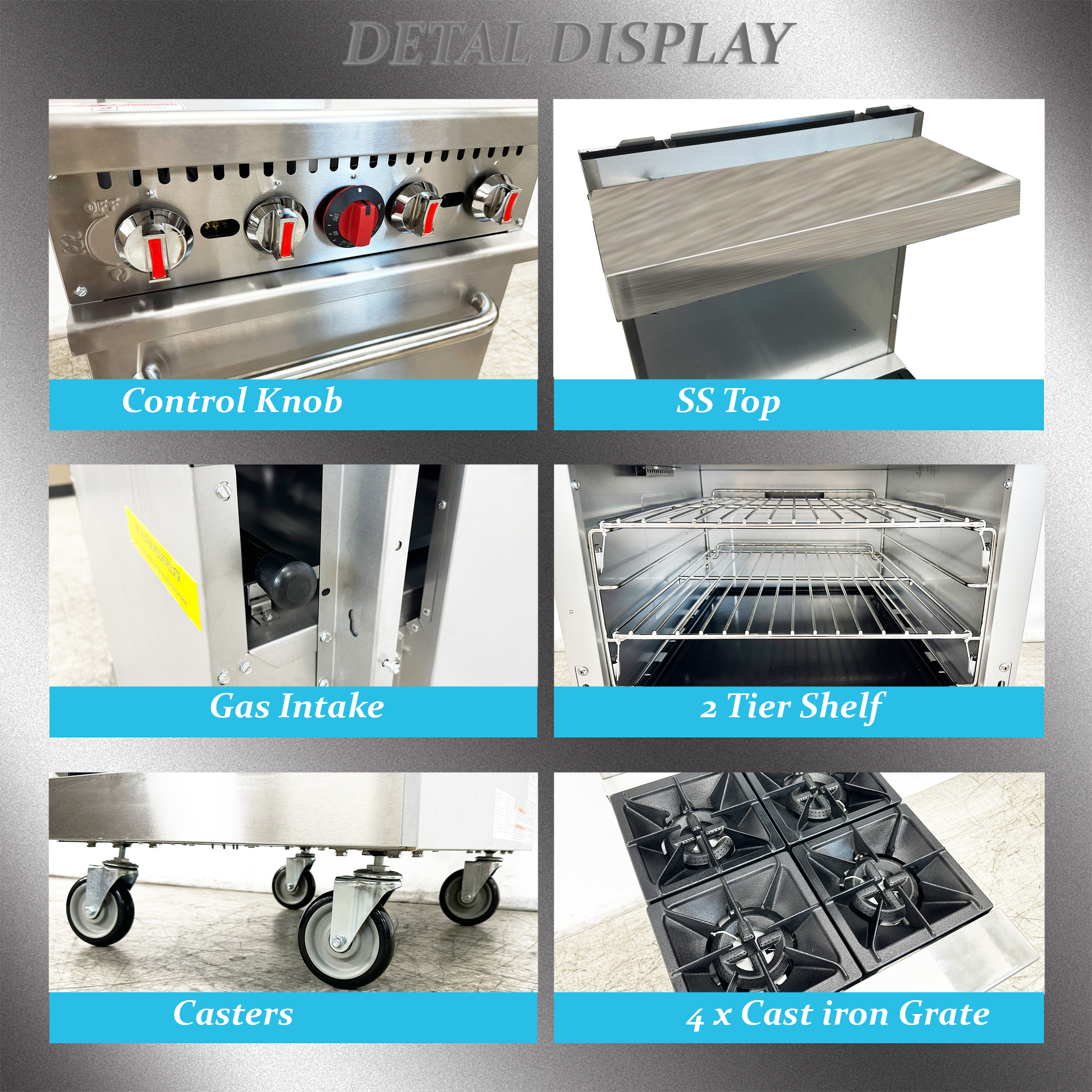 Cooler Depot 24" Natural Gas 4 Burners Commercial Oven Range, NSF Certified.