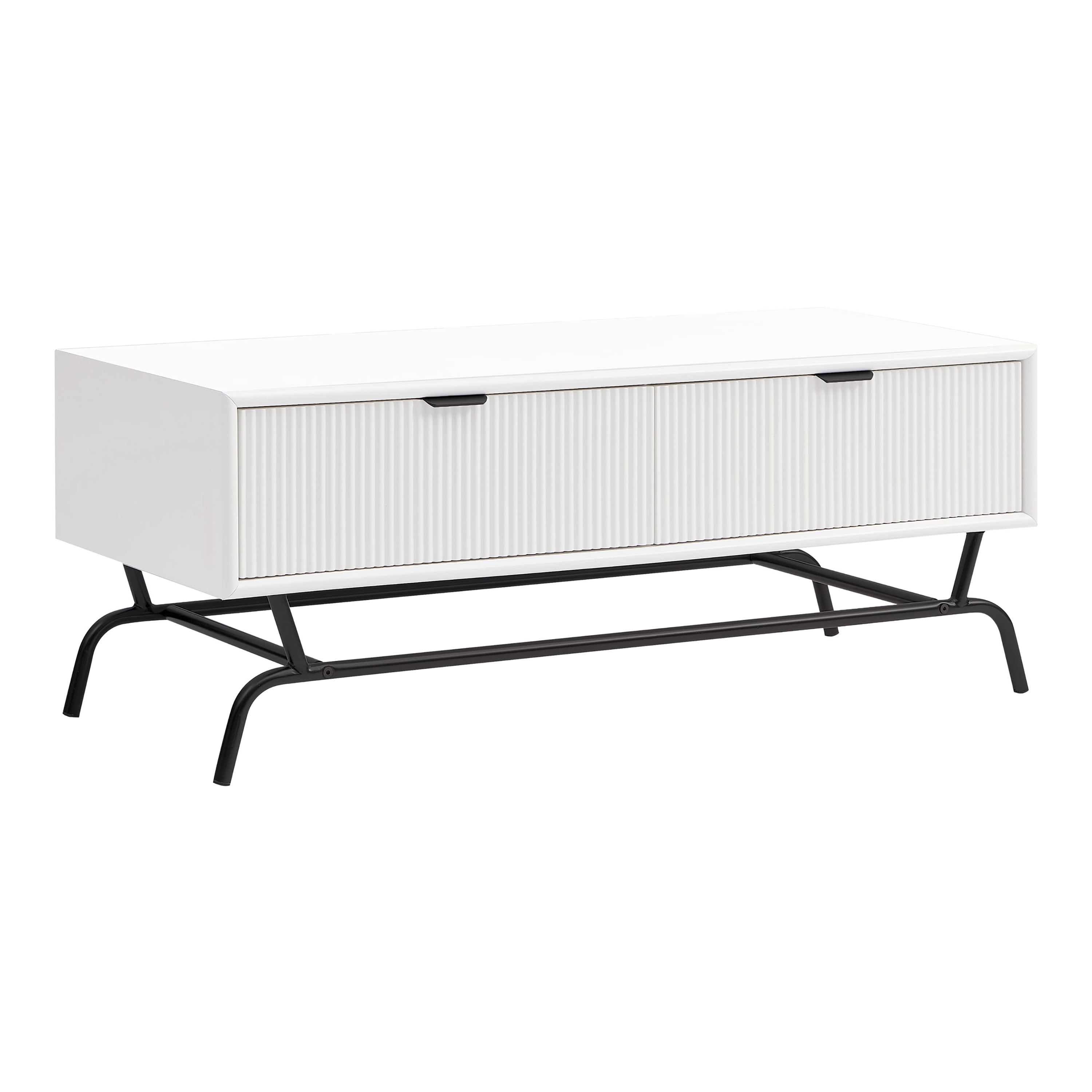 Furniture of America Estee 2-Drawer Wood Indoor Coffee Table, White Pure