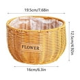 thumbnail image 3 of Imitation Rattan Flower Basket Woven Oval Storage Basket With Double Handles For Green Plants Home Organization Gift Basket Decorative Storage Multi-Purpose Household Use, 3 of 6