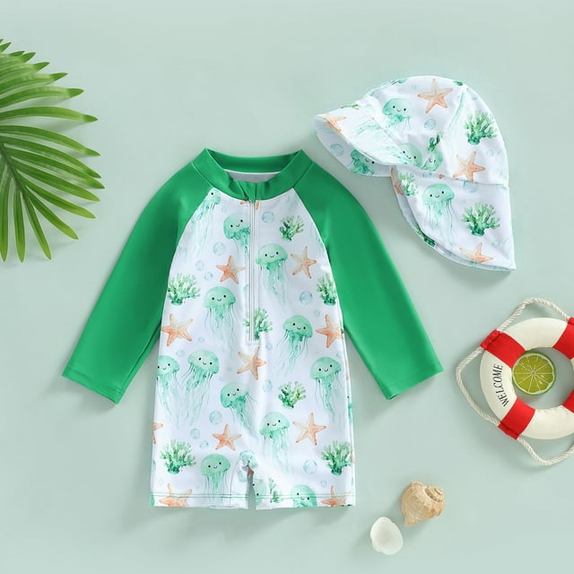 Girls Swimwear Product Category Full Print Rash Guard Set for Toddlers and Kids Accessories Included