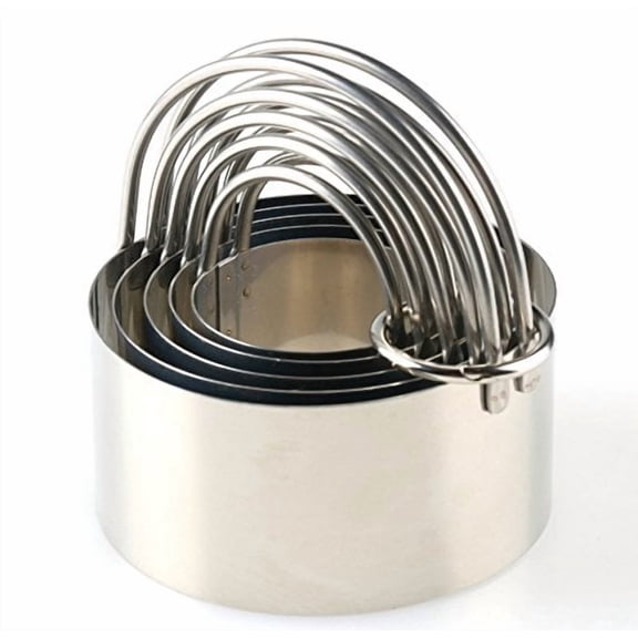 Round Cookie Biscuit Cutter with Handle - 5pcs Circle Pastry Donut Doughnut Cutter Set - Round Cookie Cutters Circle Baking Metal Ring Molds