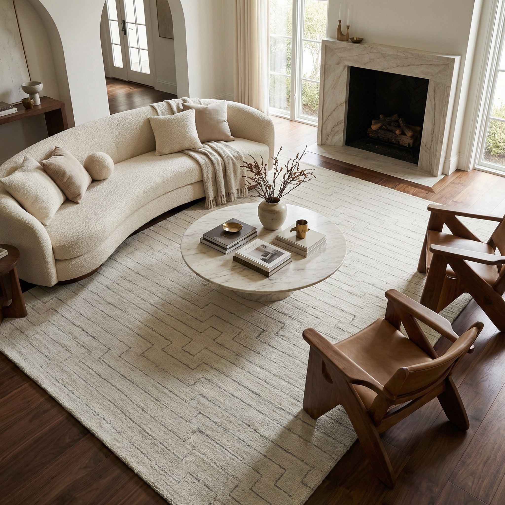 Rug Branch Casa Abstract Indoor Area Rug, Beige Cream, Modern - Living Room, Bedroom, Dining Room, and Kitchen