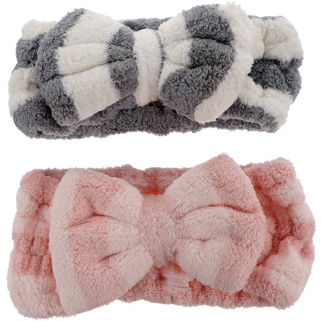 2 diademas elásticas con lazo para maquillaje, bonitas diademas faciales de spa para lavarse la cara.