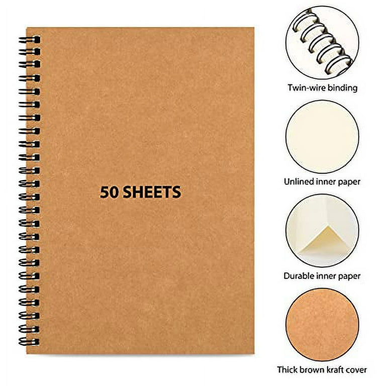 2pcs Blank Notebook, Blank Pages Journal Unlined Spiral Notebook