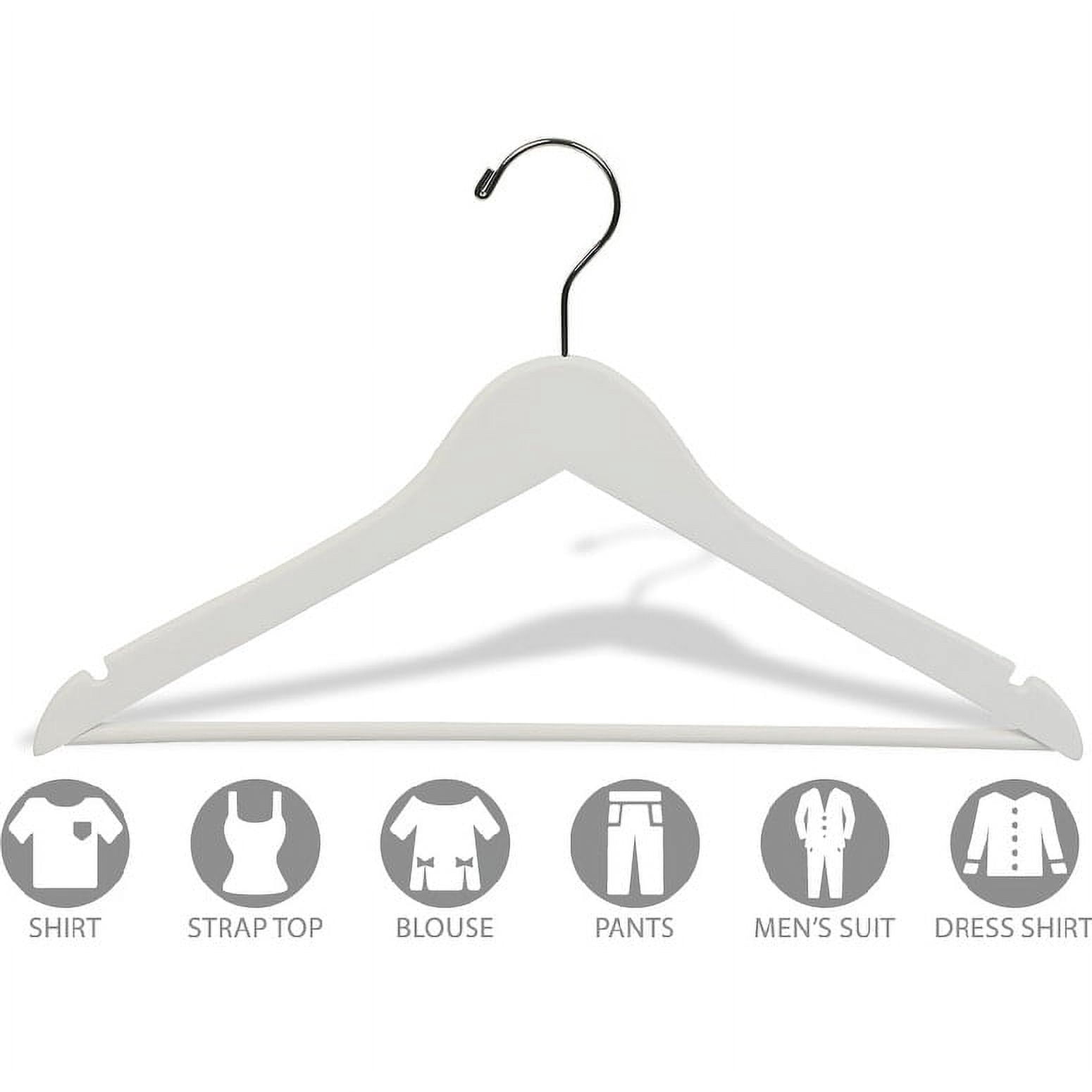 INTERNATIONAL HANGER White Wood Suit Hanger with Solid Wooden Bar, 25 Pack