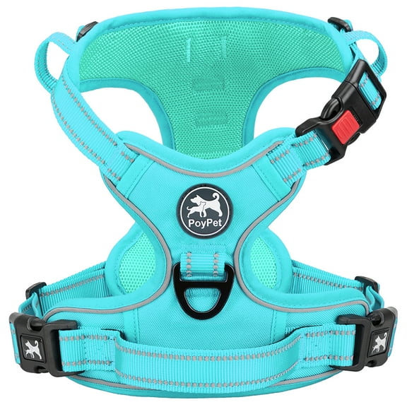 PoyPet Reflective Dog Harness No Pull Dog Vest Harness With Handle,No Choke Adjustable Soft Padded Pet Vest for Small to Large Dogs,Royal Blue,Mint Blue S