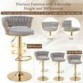 thumbnail image 6 of VECELO Bar Stools Set of 2, Modern Velvet Barstool with Woven Back & Footrest, 360° Swivel Adjustable Counter Height Bar Chairs for Kitchen Island Pub, Light Gray, 6 of 11