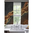thumbnail image 2 of Brown Marble Sheer Curtains 72 Inch Length 2 Panels Set, Gold Abstract Vintage Modern Ombre Art Voile Window Treatment Rod Pocket Curtains Sheers Drapes for Bedroom/Living Room/Kitchen 52"x72"x2, 2 of 7