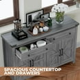 thumbnail image 3 of VVFLU 55" Sideboard Buffet Cabinet with Storage, Coffee Bar Cabinet with 2 Drawers and 4 Barn Doors, Long Storage Cabinet Modern Farmhouse, Grey Wood, for Kitchen, Dining Room, Living Room, 3 of 7