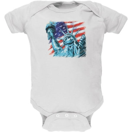 

4th of July Statue of Liberty White Soft Baby One Piece - 3-6 months