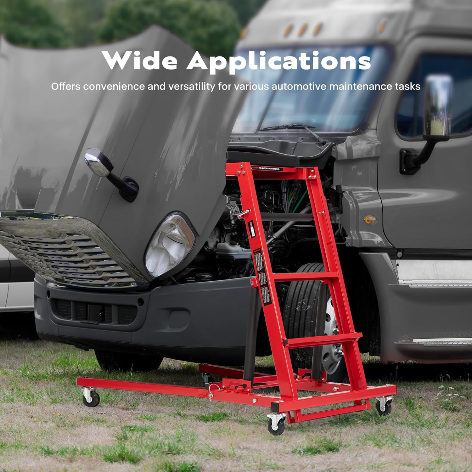 SPECSTAR Topside Automotive Engine Creeper, 46" to 71" Adjustable Height, 400LBS Capacity, with Leather Cushion and 4 Swivel Casters