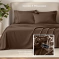 thumbnail image 6 of Bare Home Luxury Bed Sheet Set - Premium 1800 Collection - 7 Piece - Split King, Cocoa, 6 of 9