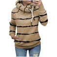 thumbnail image 2 of Tejiojio Sweatshirts Fall Clearance Fashion Women Casual Long Sleeve Striped Print Hooded Fleece Sweatshirt Tops, 2 of 5