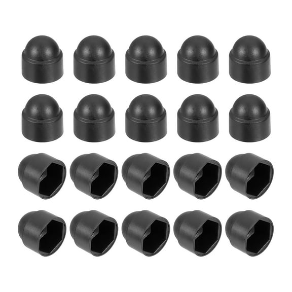 Uxcell Nut Protection Cap, 20Pcs M8x13x15mm - Plastic Hexagonal Screw Protection Cap, Dome Acorn Hex Head Bolt Covers (Black)
