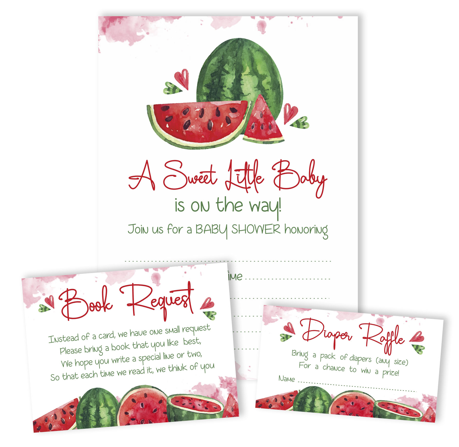 Inkdotpot 30gender Neutral Baby Shower Invitation Cards Watermelon Fill In Blank Invites Walmart Com