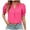 Hot Pink, variant on JSheng Summer Tops for Women Fashion Women casual Solid Color V-neck Pullover Short Puff Sleeve T-shirt Top Hot Pink XS